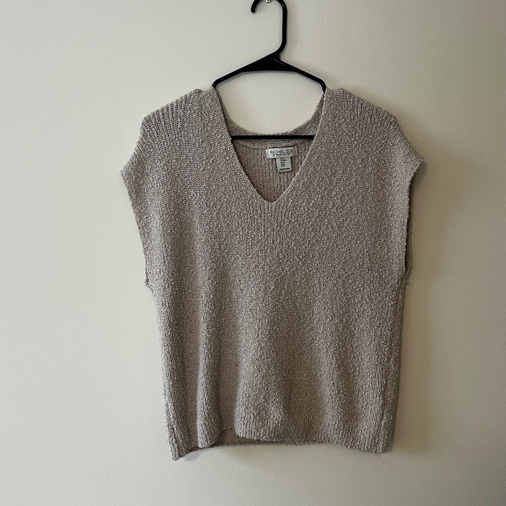 Rachel Zoe V-Neck Sweater in Light Gray